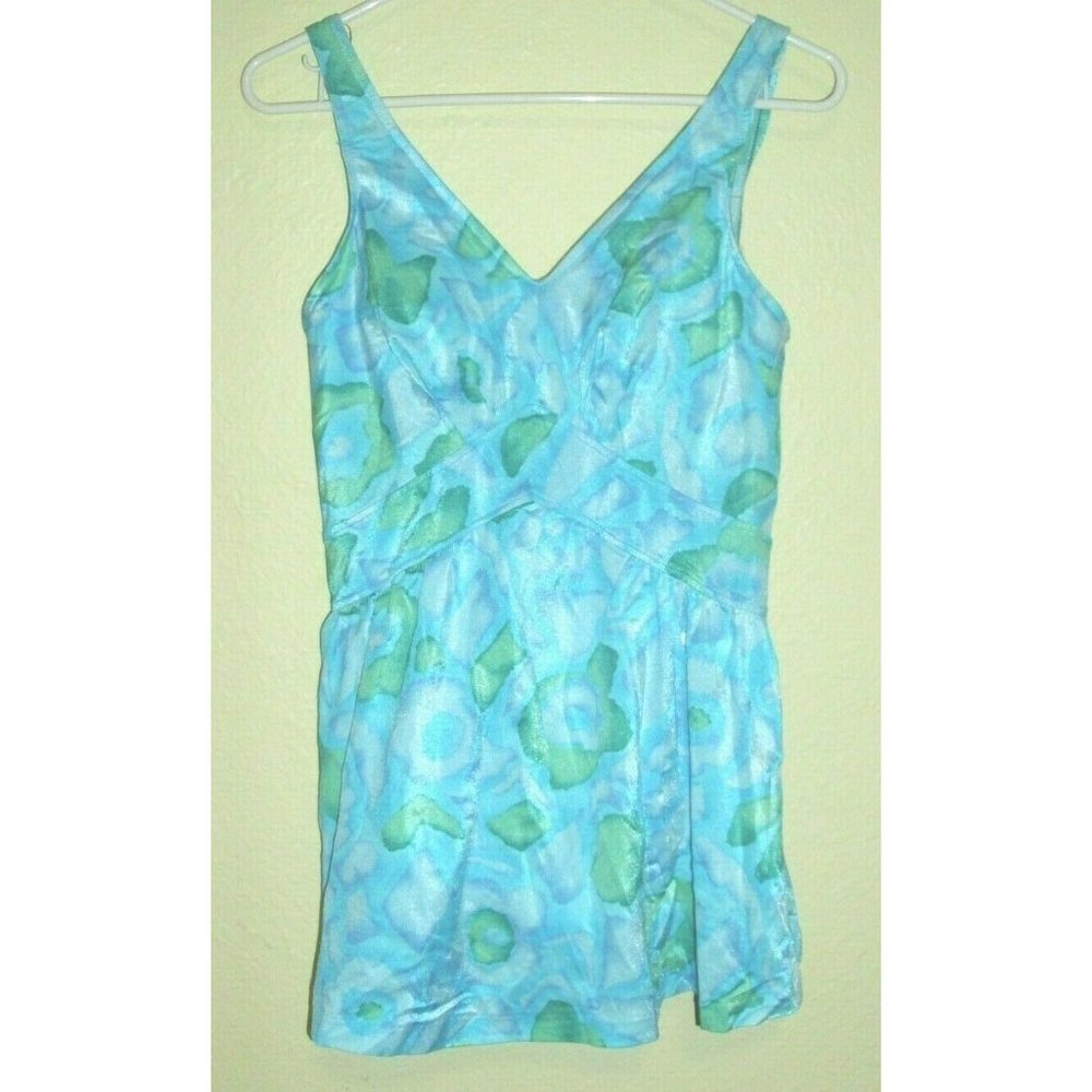 Ladies One Piece Swimsuit by La Playa Blue/Green Floral Size 14